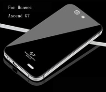 Huawei Ascend G7 case, ER&TO Brand Tempered Glass back cover + Ultrathin Metal Frame cellphone case for Huawei Ascend G7