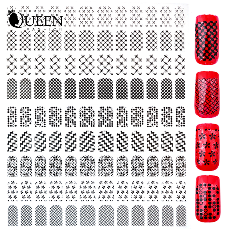 New 3d Nail Stickers 108pcs sheet Black Design Adhesive Metallic Nail Art Tips Decals DIY Fingernail