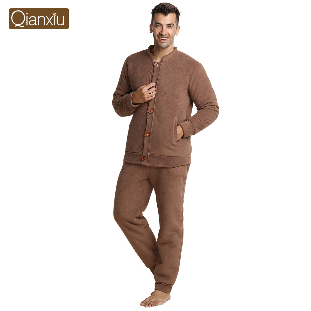 Qianxiu pajamas male nightwear sexy winter sleepwear for men free shipping