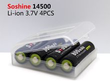 4pcs 100 Original Soshine 14500 AA Li ion Battery Protected 3 7V 800mAh Rechargeable Batteries with