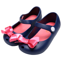 2016 Kids Shoes Girls New Baby Rubber Mini Melissa Cute Bow Girls Sandals Children Shoes Bow Summer Sandals EU24-29Free Shipping