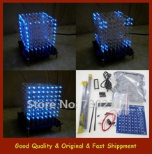 Free Shipping New 3D 8*8*8 3mm White LED Blue Ray LightSquared DIY Kit LED Light Cube