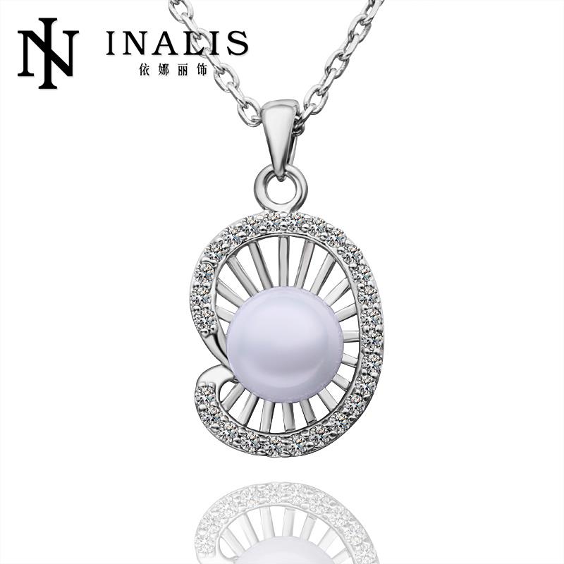 N541 2015 Trendy Wedding Women Necklace Pearl 18K Gold Plated Austrian Crystal Pendant Necklace Jewlery Vintage