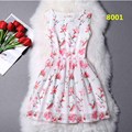 2016 A Line Flare Women Flamingo Dress Sleeveless Tank Vest Floral Print Summer Short Skater Dress