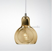 Nordic 11/18cm Big Bulb Glass Pendant Lights Amber Glass Lampshade Lamp Lighting Light Fixtures E27 Coffee Bar Hanglamp Modern