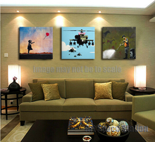 Framed Print – Banksy Graffiti Art Balloon Poster Helicopters Street Art Removal canvas wall pictures for living room home decor