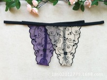 High-grade embroidery flower bud silk women’s thongs Transparent underwear sexy appeal T pants