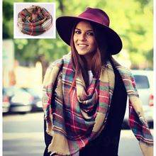 Women Big Size Cashmere Type Tartan Plaid Scarf Thick Basic Wrap Shawl Christmas Gift WJ002