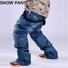 Preferential Snow Pants Men Denim Casual Ski Pants Waterproof Breathable 5000 Padding Warm Skiing Suspenders Pants Waterproof