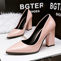 Free shipping New Fashion Pointed Toe patent leather women High heeled shoes square heel Sexy OL