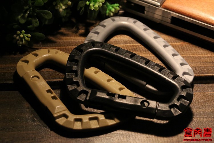 D Shape 200LB Mountaineering Buckle Snap Clip Plastic Steel Climbing Carabiner Hanging Keychain Hook Fit Outdoor Army EDC