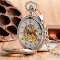 Luxury Silver Hollow Double Hunter Pocket Watch Mechanical Hand Wind Pendant With 30cm Chian Hot Selling