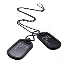 Splendid Military Black 2 Dog Tags Chain Pendant Army Style Necklace Mens Jewelry gift for men