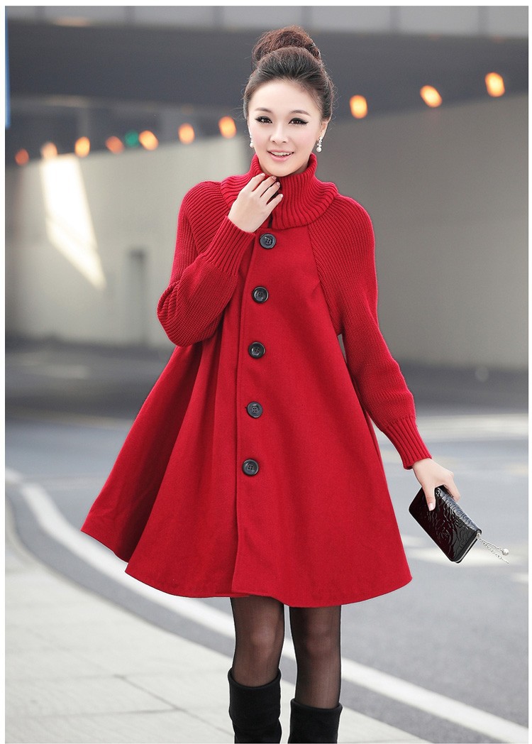  2015 New Winter trench Korean yards loose woolen cape coat woolen coat lady casual female outwear windbreaker women CT2 (3)