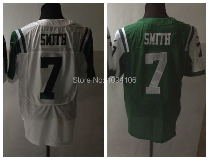 New York #7 Geno Smith Jersey White Green Team Color 2014 New Men's Elite Stitched Authentic Football Jerseys Wholesale(China (Mainland))