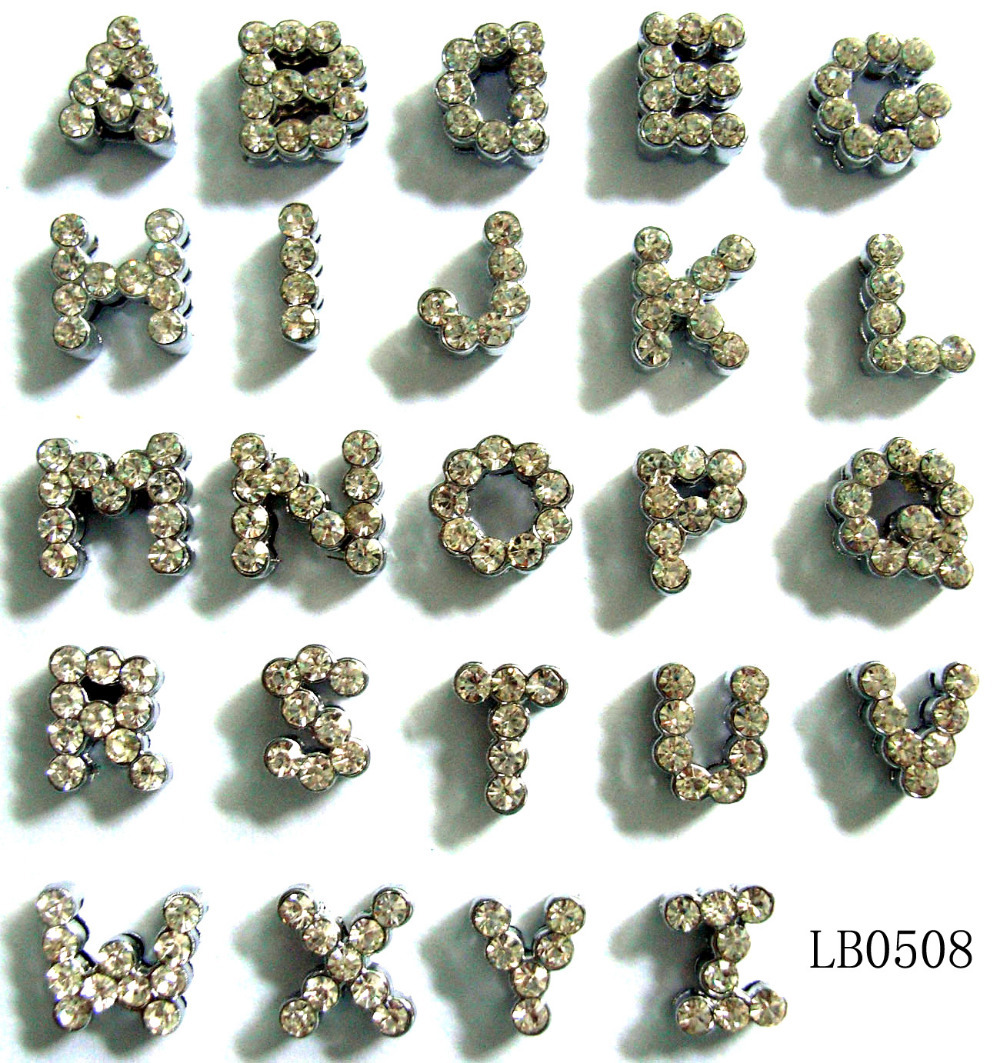 8mm Rhinestone Metal Wave Alphabet Beads,fits 8mm DIY Wristband,Free Shipping Wholesale 1300pcs/lot
