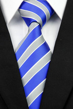 CON47 Classic Man s Yellow Purple Gray Blue Stripe Silk Polyester Woven Tie Business Wedding Party