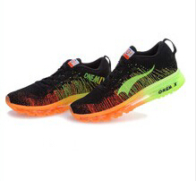 Free Shipping Wholesale Flykniters Men and women Running Shoes, Breathable Mesh Rainbow Athletic Shoes Size Eur36-45,US5.5-11