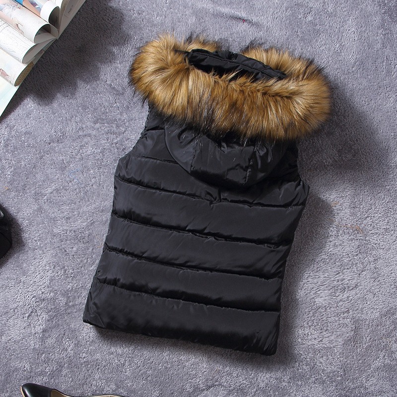 down vest with fur 0W0125 black-1