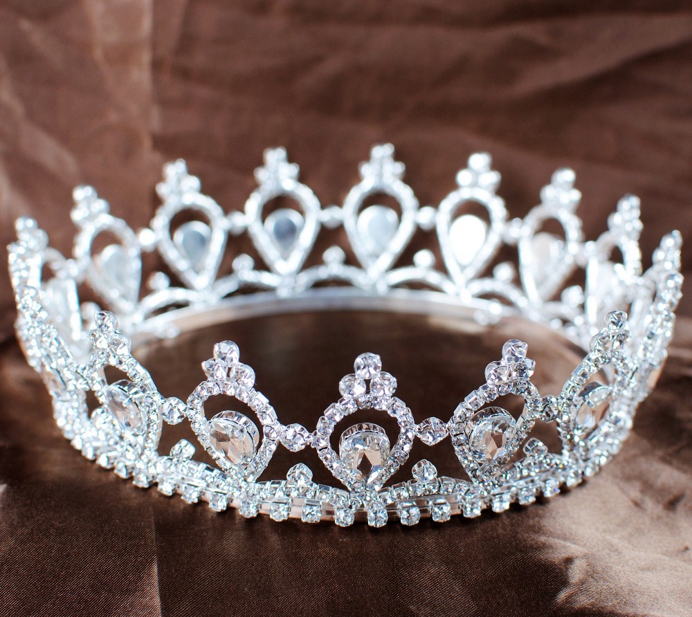 Luxurious Queen Princess Crowns Full Circle Round Tiaras Rhinestones Crystal Wedding Bridal 8080