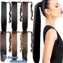 24inch Black Synthetic Long Straight Clip In Ribbon Ponytail Hair Extension hairpiece my little pony Tail Hair Pieces 15 Colors