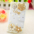2016 New Luxury Golden crown Pearl diamond flower High quality PU leather Case for Huawei P9
