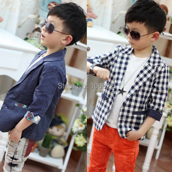 Fashion Kids Baby Boys Plaids Check Dots Casual Suit Jacket Coat Costume 2 7 Years Rose
