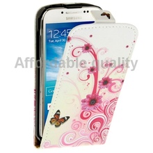 Butterfly and Daisy Pattern Vertical Leather Case for Samsung Galaxy S 4 mini / i9190 , free shipping