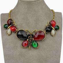 Vintage Necklce For Women 2015 Colorful Resin Alloy Flower Necklace Ladies Choker Collar Necklace Jewelry Bib
