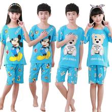 2016 new children’s summer cotton short-sleeved pajamas boys girls cartoon pattern pajamas tracksuit