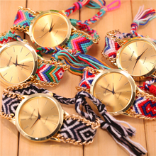 10 Colors New Fashion Women Braided Rope Bracelet Wristwatch Relogio Feminino Bohemian Style Quartz Watch Dress