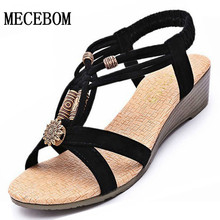 2016 Del Verano de La Vendimia de Las Mujeres Sandalias de Gladiador Zapatos de Mujer Cuña Flip Flop Playa de Bohemia