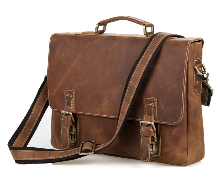 Vintage bag crazy horse genuine leather men messenger bags cowhide leather briefcase business laptop bag shoulder bags #VP-J7229