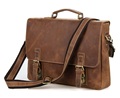 Vintage bag crazy horse genuine leather men messenger bags cow leather briefcase business shoulder bag 15