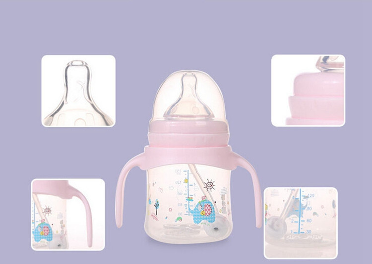 150ML Handle Plastic Baby Feeding Bottle Wide Mouth Baby Milk Bottle Copo Infantil Children Infant Children Kids Nursing Bottle (3)
