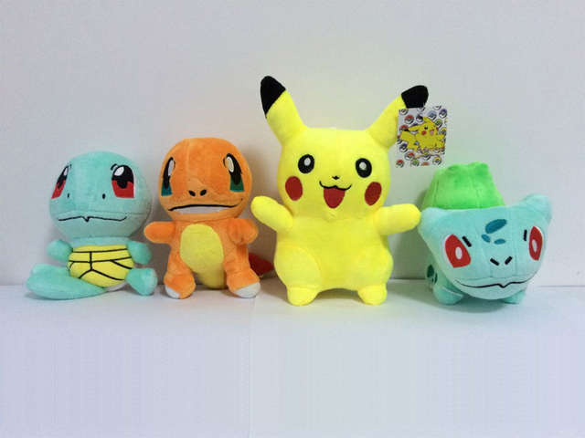 4 Шт./лот Плюшевые Игрушки Пикачу и Bulbasaur & Squirtle & Charmander Аниме Фильм Плюшевые Игрушки Мягкие Игрушки Плюшевые куклы