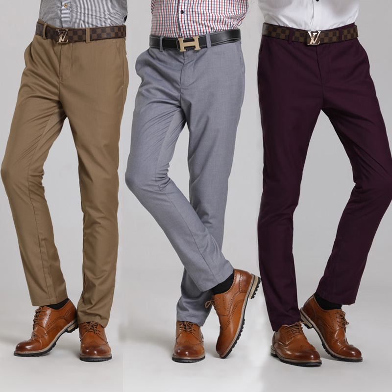 Мода особого ухода тонкий прямой мужской свободного покроя западного стиля брюки бесплатная доставка