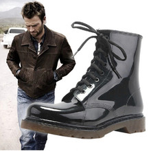Free shipping 2016 new fashion Men shoes Men rain boots Men black Martin boots rain shoes Large size 39-45