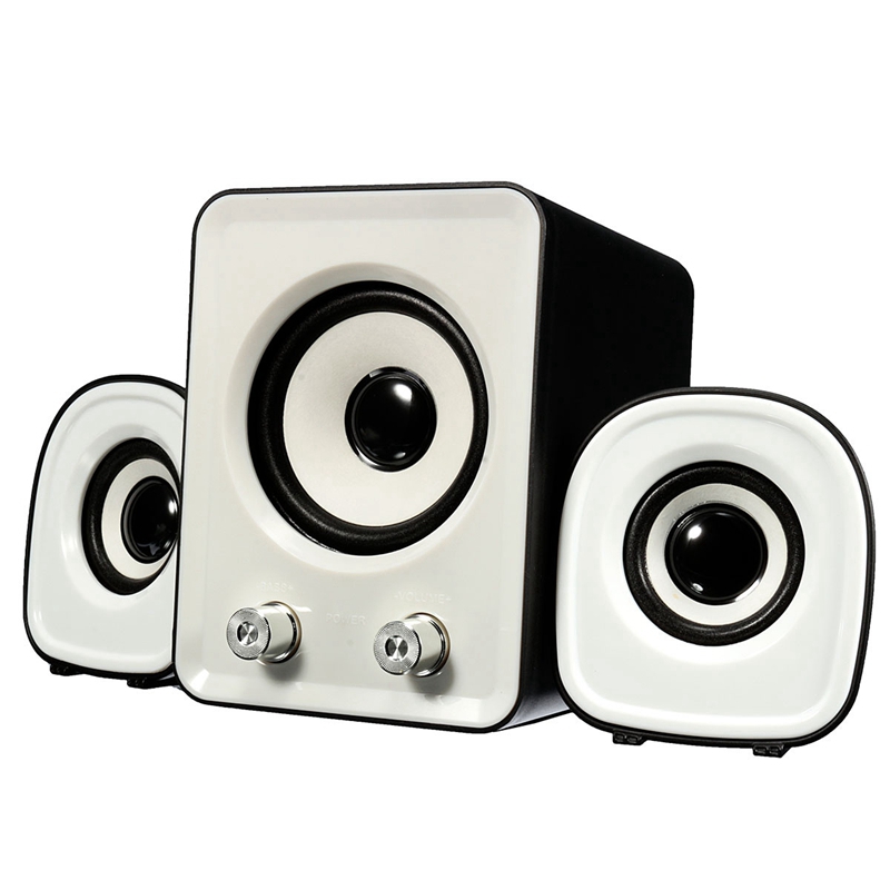 1Set (1 Main Speaker+2 Small Speaker) Mini Computer PC Speaker 2.1 Multimedia Stereo Desktop Portable USB Subwoofer/Blue White