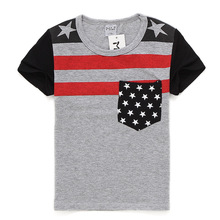 C1 2016 NEW Korean Boys O Neck Cotton T shirt Children Summer Sport Short Sleeved
