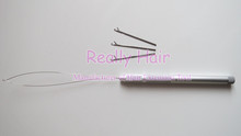 10pcs Aluminium Handle Multifunction Pulling Needle for Micro Rings Links Loop Hair Extension Tools 3 needles + 1 threader