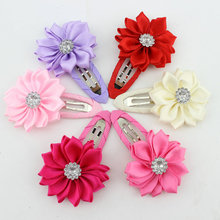 girl hairclip rhinestone mini satin flower hair clip children hairpins DIY baby girl hair accessories