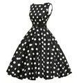 Vintage Women Dress Audrey Hepburn 1950s 60s Rockabilly Print Summer Retro Dress Sleeveless Vestidos Casual Empire