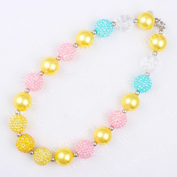 2PCSLot 2015 new hotsale WholesaleRetail candy color handmake chunky Bubblegum Beadery Necklace collares