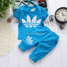 Vestidos Summer Baby Boys Girls Clothing Set Cotton Newborn Infant Outwear Clothes Short Sleeve T-Shirs +Pants Bebes Sport Suits