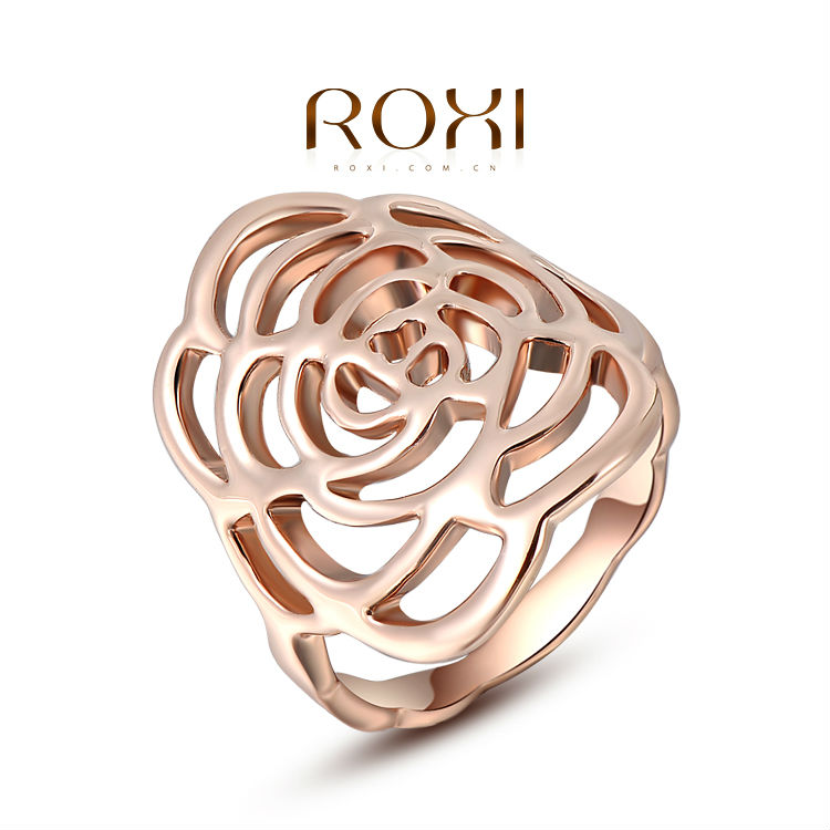 ROXI Brand Pierced Rose Rings Accessories Amazing Designer Rings For Women Gold Plated Fashion Rings Vintage