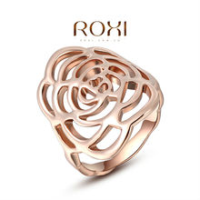 ROXI Christmas Gift Classic Genuine Austrian Crystals Sample Sales Rose Gold  Plated  Roses  Ring Jewelry Party OFF