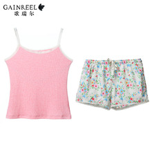 Song Riel sweet and sexy camisole printed shorts pajamas suit tracksuit Ms thin section half snow