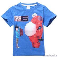 2015 hot sale boy t shirt baymax shirt big hero 6 black blue summer shirt boy