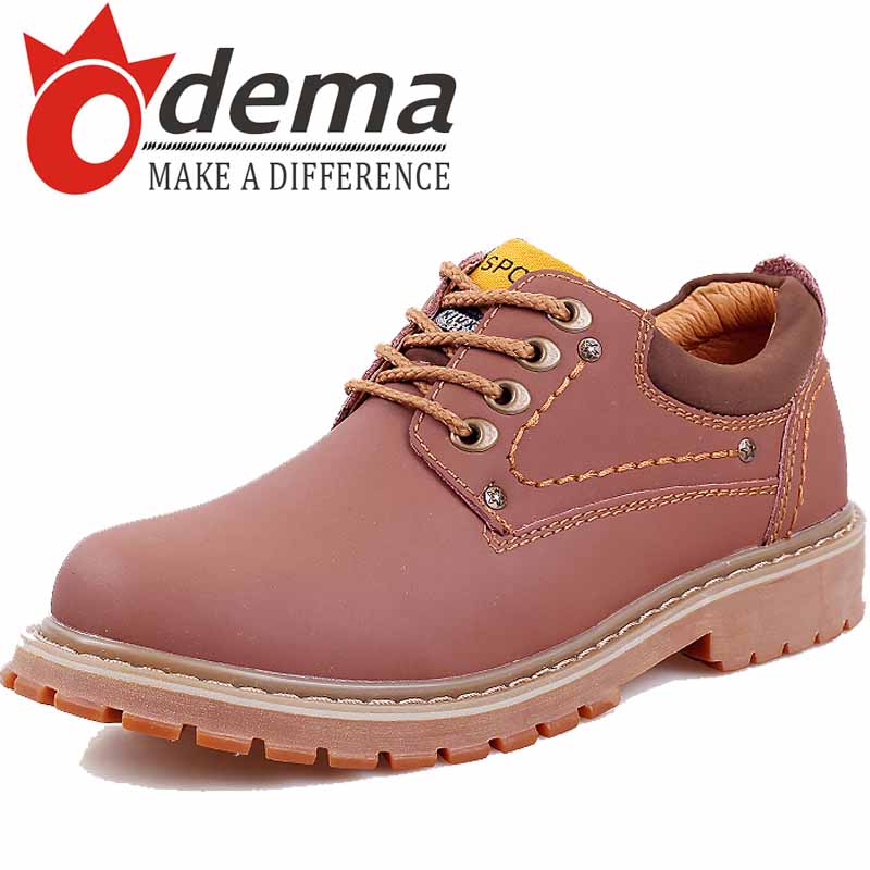 Фотография ODEMA New 2015 Euro Winter Fashion Genuine Leather Men Work Shoes Casual Lace Up Men